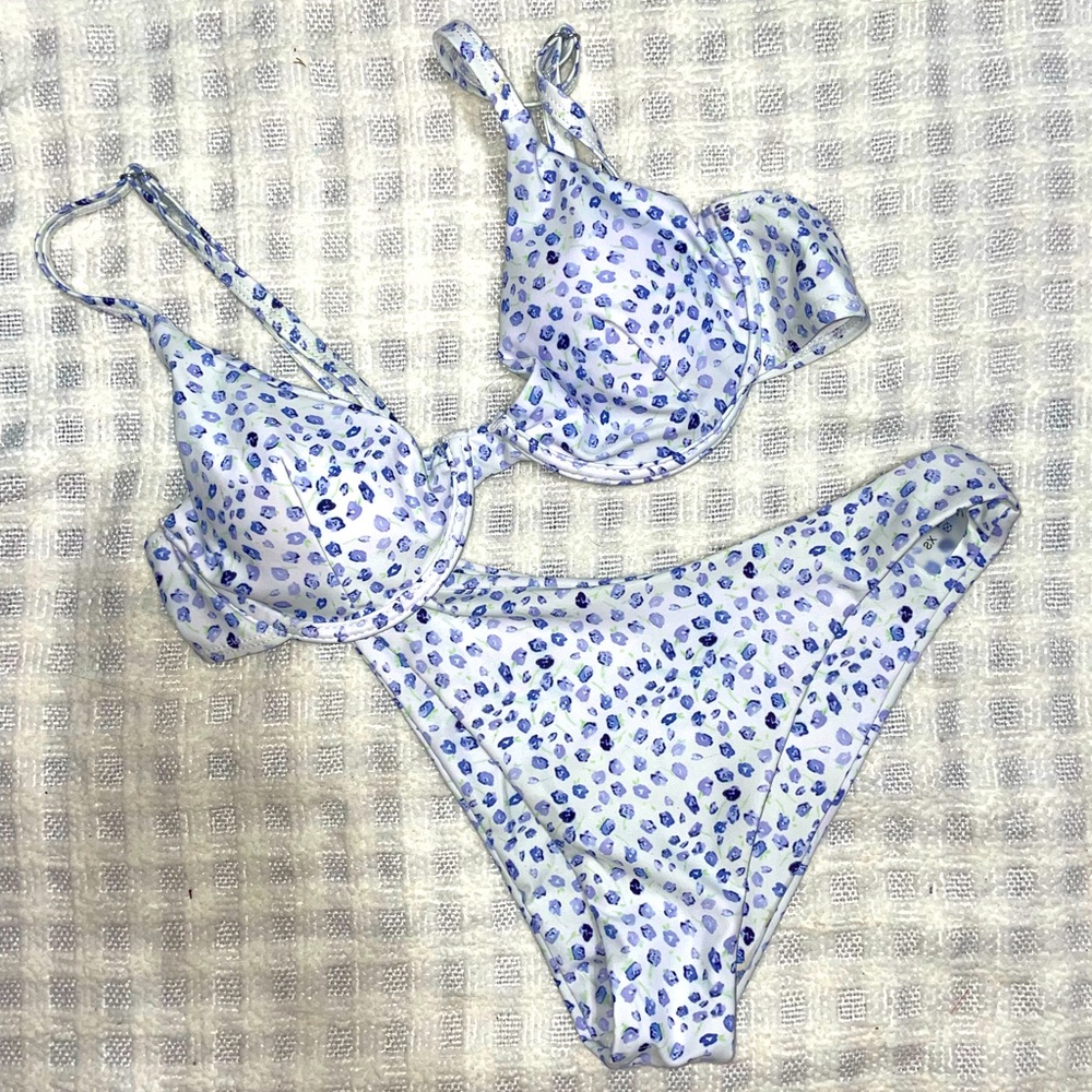 SHEIN purple flower wire swimsuit set